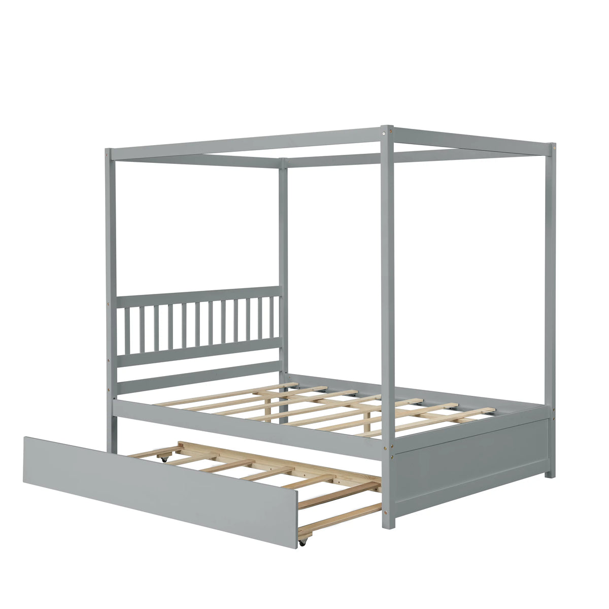 Pine Wood Canopy Bed Full Gray Y820414