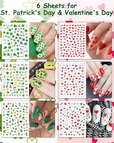 7 Holiday Nail Art Stickers, Mixed Season Nail Decals Set A85904