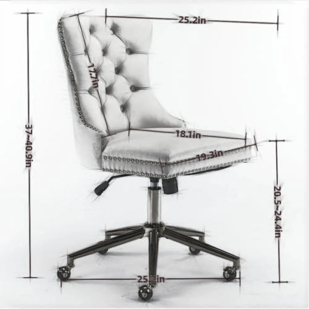 Velvet Upholstered Tufted Button Office Chair with Golden Metal Base A72412