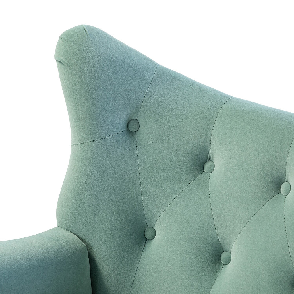 Tufted Wingback Loveseat Sofa with Metal Legs Sage B7324