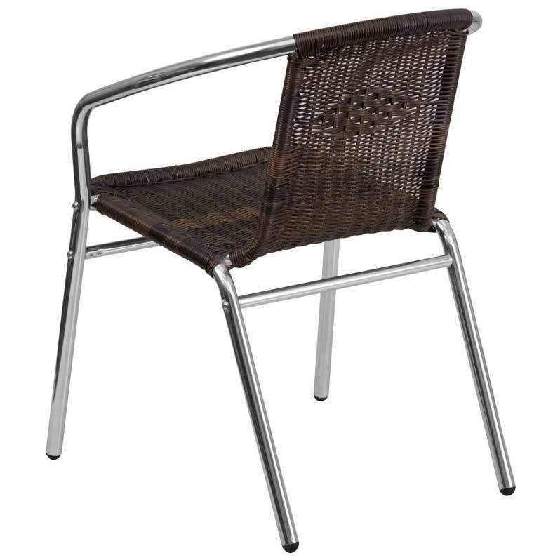 Aluminum Rattan Dining Chair in Dark Brown Z49106