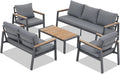5 Pieces Aluminum Patio Furniture Set with Coffee Table and Cushions Y94289