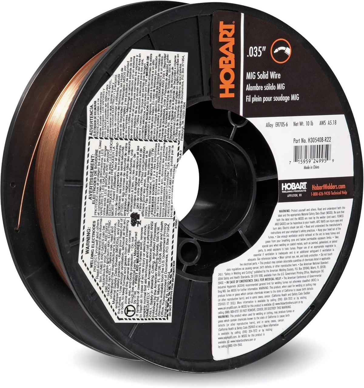 ER70S-6 Carbon-Steel Solid Welding Wire, 0.035-Inch, 10-Pound K7253