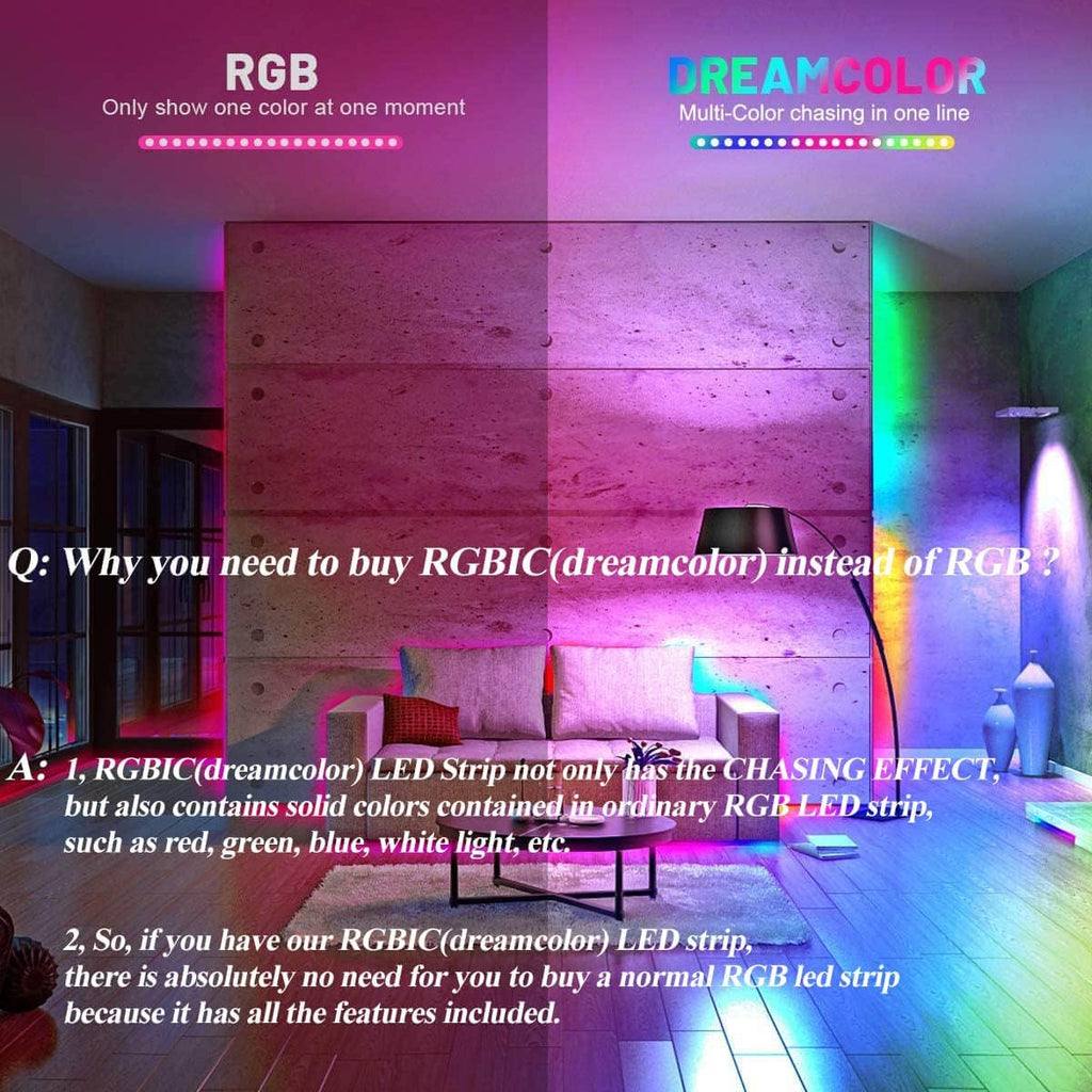 50FT RGBIC WS2811 Waterproof LED Strip Lights with Remote, Pack of 2 U64228