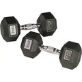 60 lbs Rubber Hex Dumbbell with Chrome Ergo Handle G528