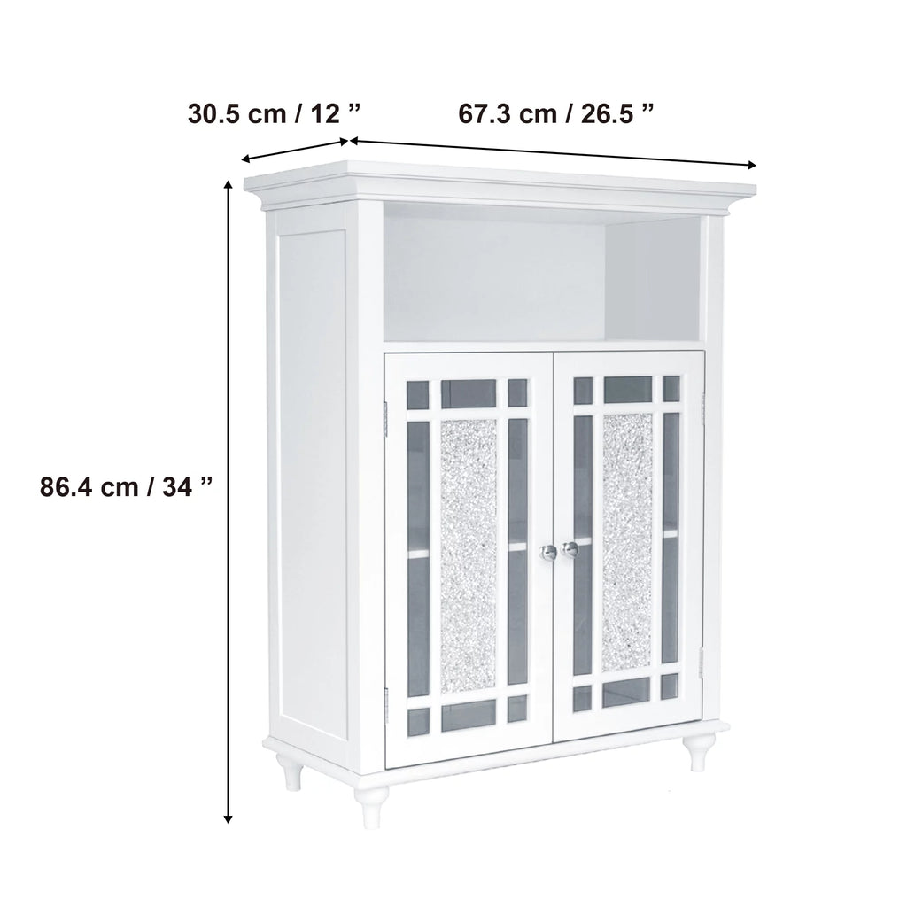 White Wooden Floor Cabinet with Glass Doors Q936