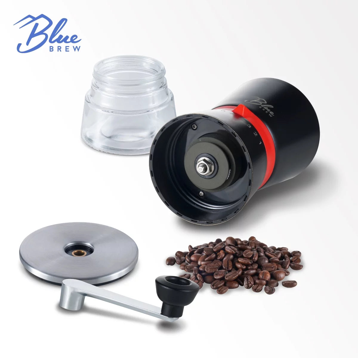 Manual Coffee Grinder with Conical Ceramic Burrs and 2 Airtight Glass Jars U3276
