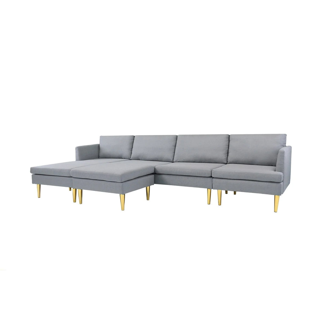 Navy Blue Convertible Sectional Sofa with Metal Legs Q933546