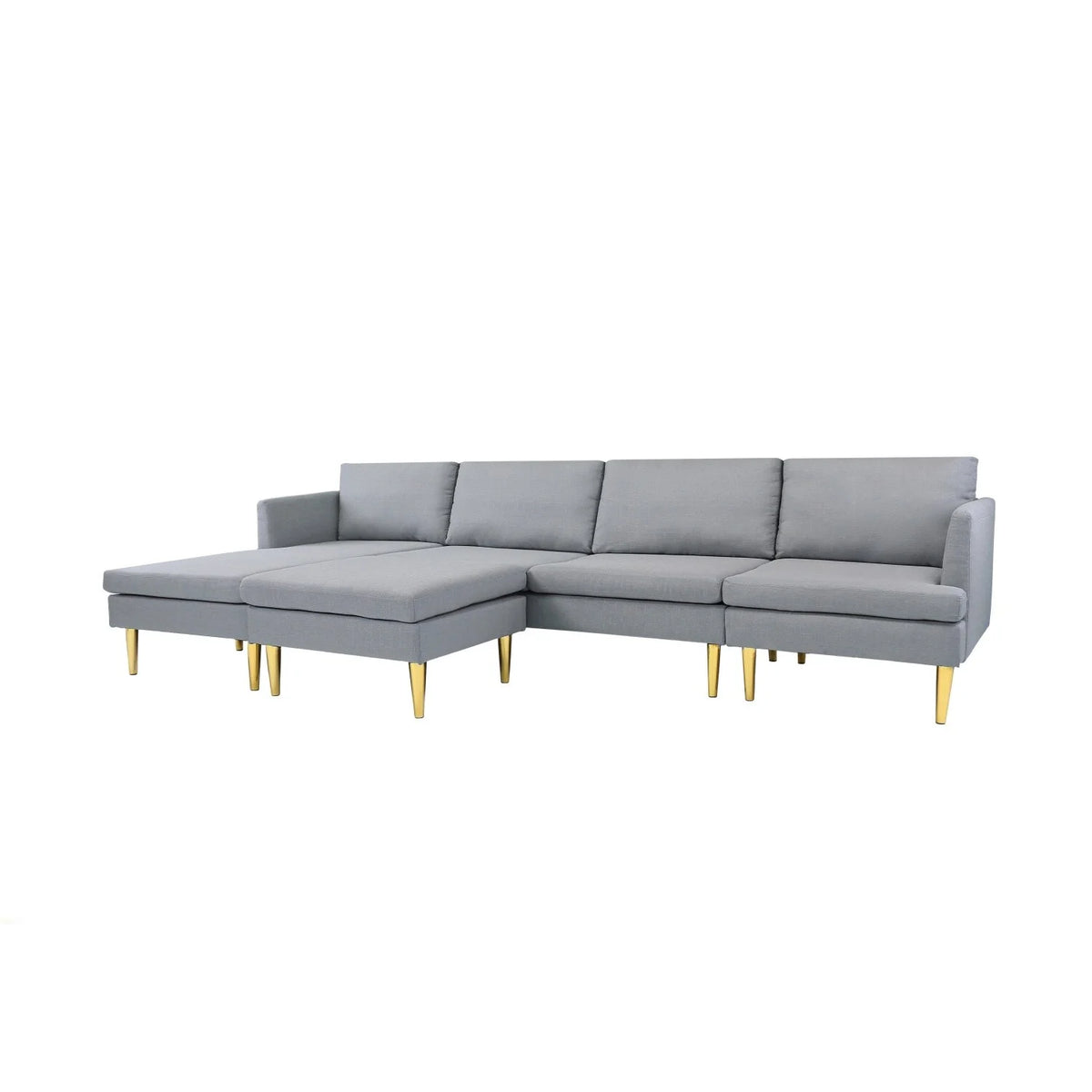 Navy Blue Convertible Sectional Sofa with Metal Legs Q933546