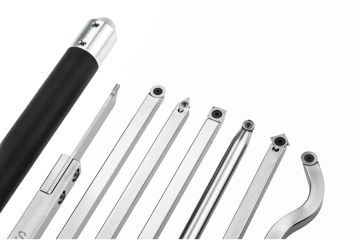 Carbide Lathe Tool Set with Interchangeable Foam Grip Handle Y78986