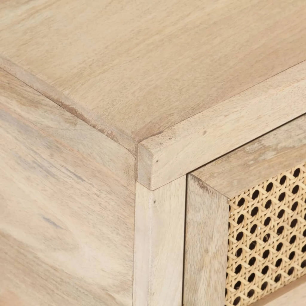 Mango Wood and Natural Cane Coffee Table with 2 Storage Drawers D6396