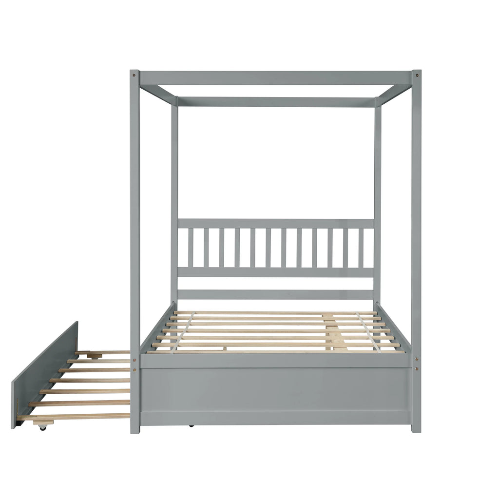 Pine Wood Canopy Bed Full Gray Y820414