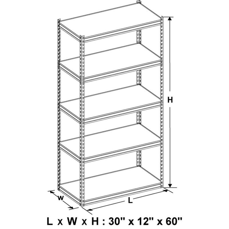 White 5-Tier Adjustable Steel Storage Rack T155