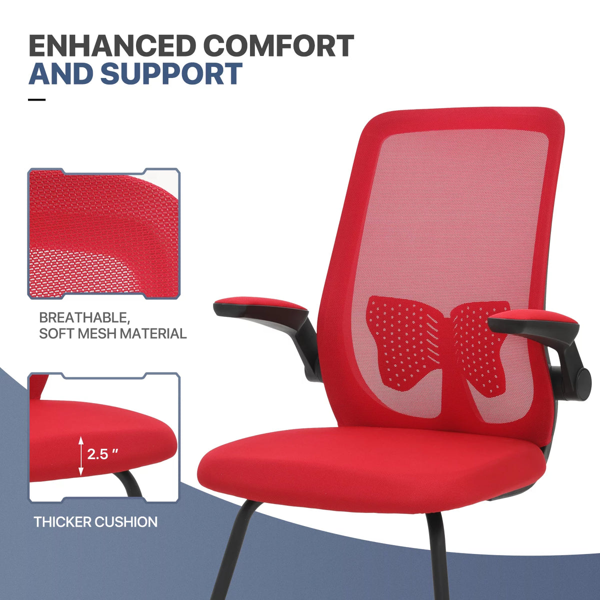Red Mesh Office Chair with Lumbar Support G536434