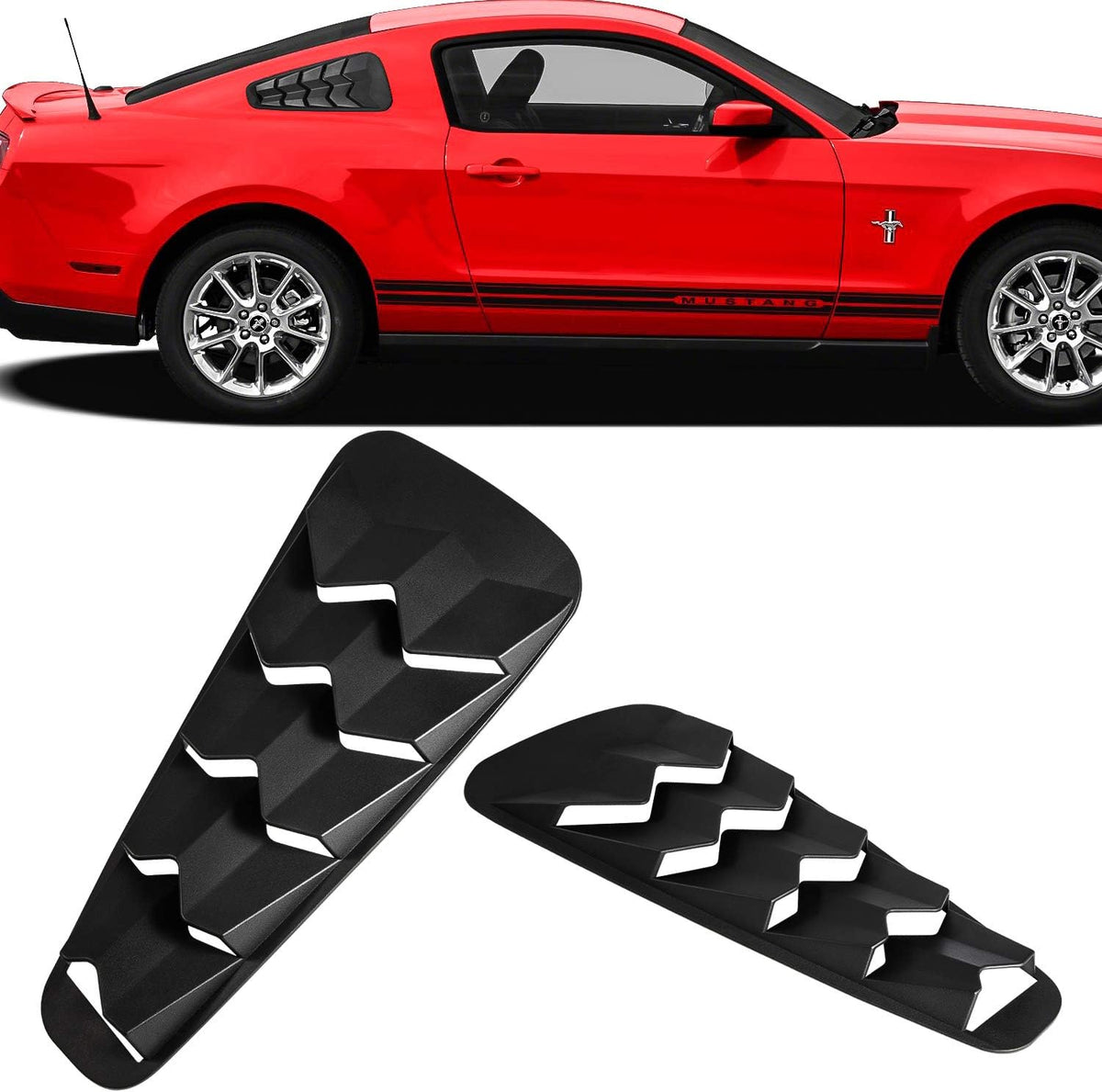 3pcs ABS Matte Black Rear & Side Window Louvers S494421