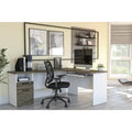Walnut Gray/White L-Shaped Desk Y9113