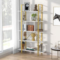 Vintage 5 Shelf Bookcase with Partition, Retro Brown I465138