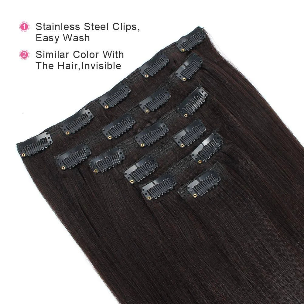 Yaki Straight 16inch Clip in Hair Extension Natural Black V85236