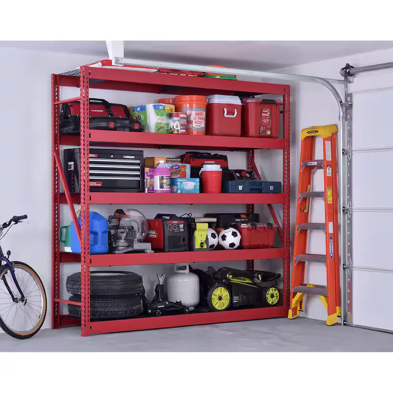 5-Tier Steel Garage Storage Shelving Unit in Red Z238616