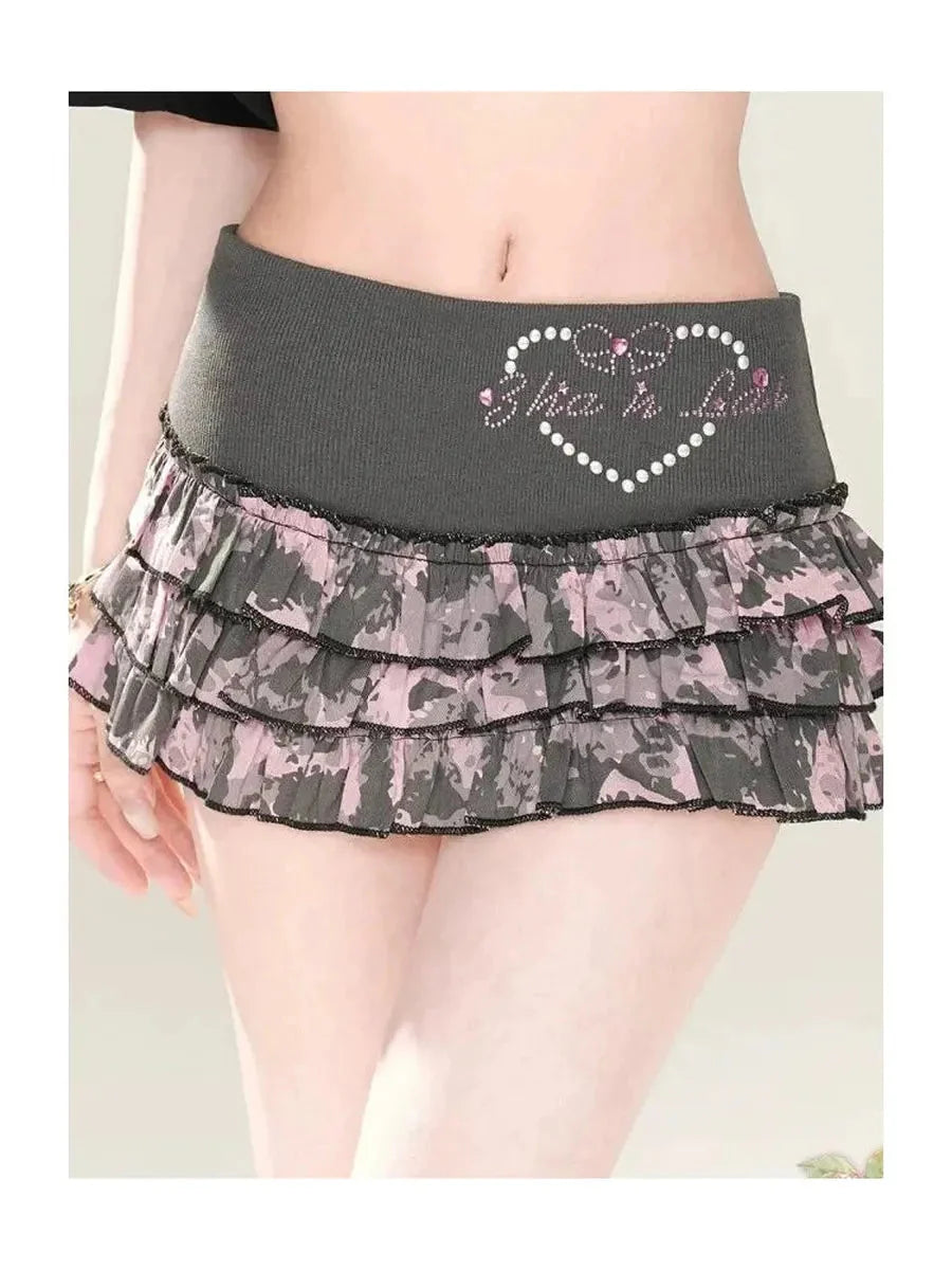 Rhinestone Camouflage Mini Skirt H801342