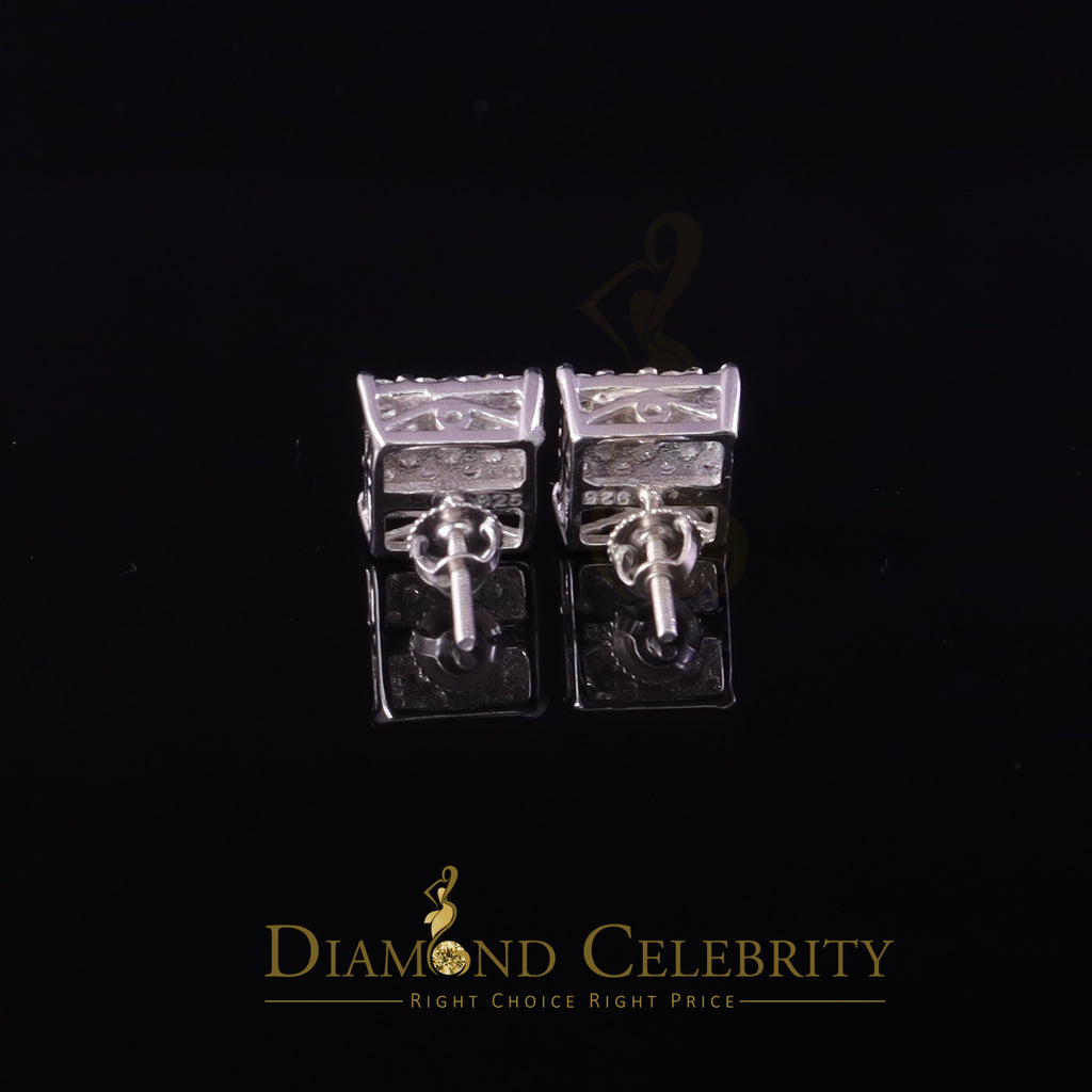 925 Silver White Moissanite Square Stud Earrings X203048