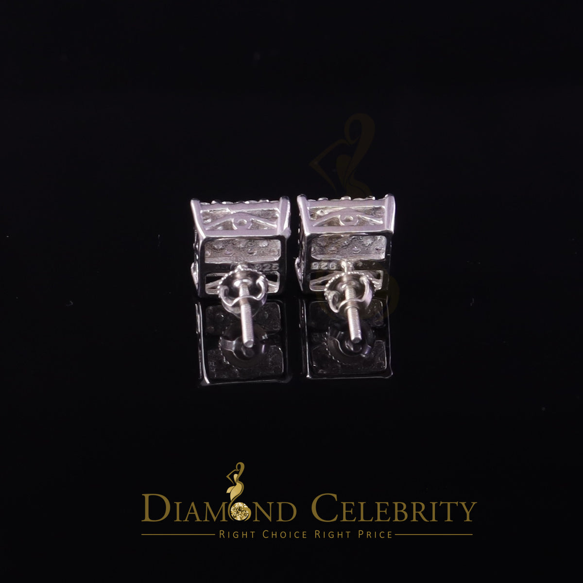 925 Silver White Moissanite Square Stud Earrings X203048