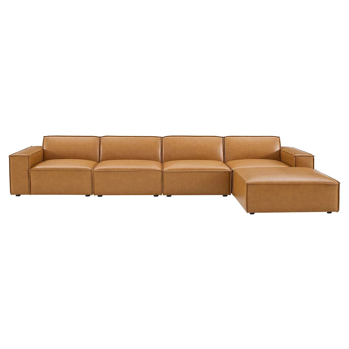 5-Piece Vegan Leather Sectional Sofa in Tan F9629