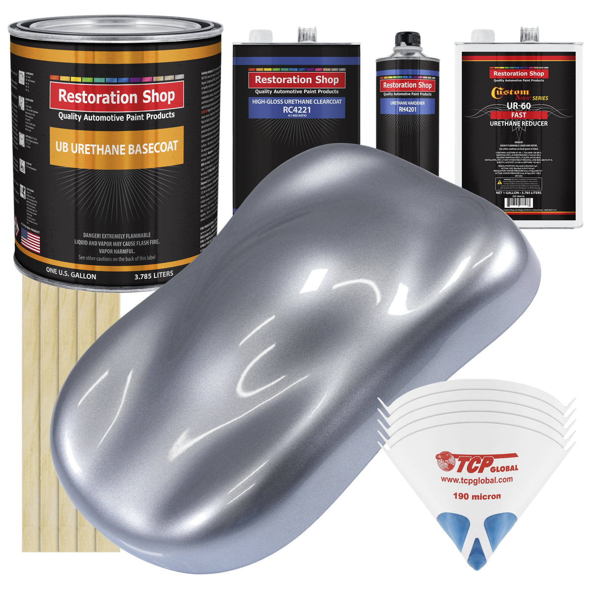 Cool Gray Metallic Urethane Car Paint Complete Gallon Kit P56803