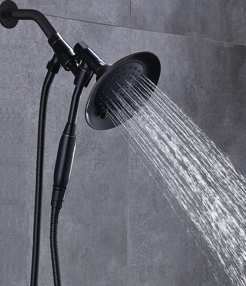 Bronze Double Height Shower Head with Handheld Spray, Stainless Steel Flexible Hose, Pack of 2 Z8622