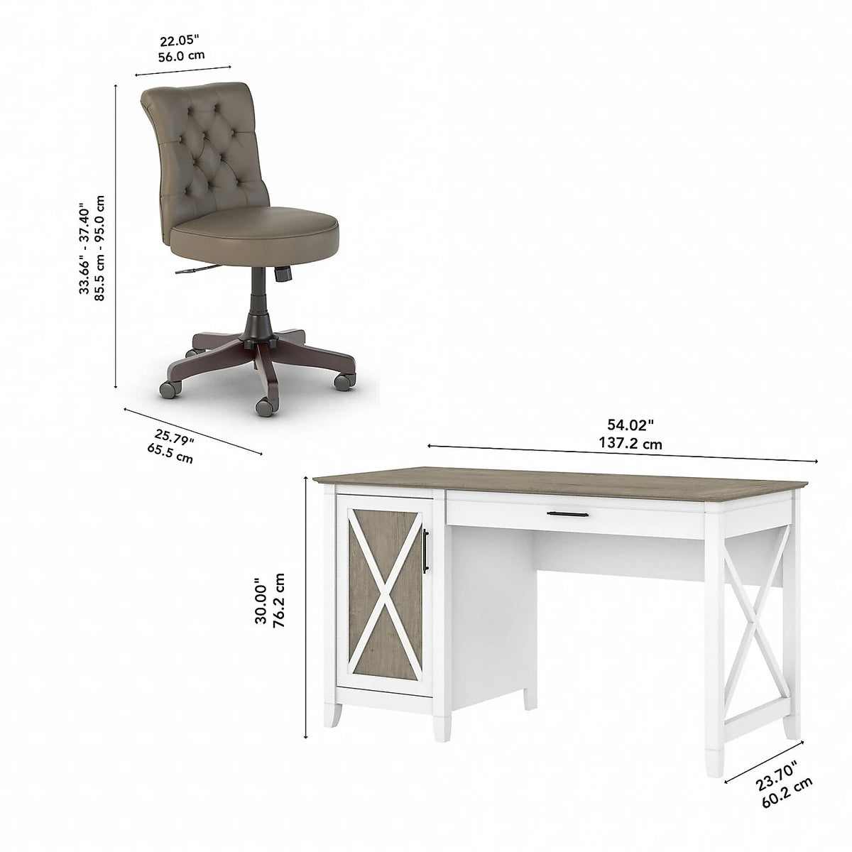 54W Computer Desk with Storage and Office Chair A4170
