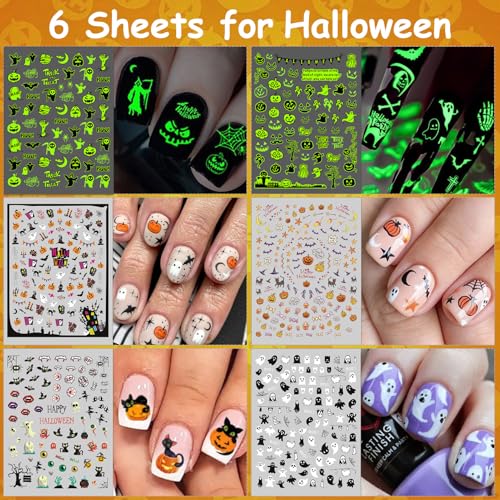 7 Holiday Nail Art Stickers, Mixed Season Nail Decals Set A85904