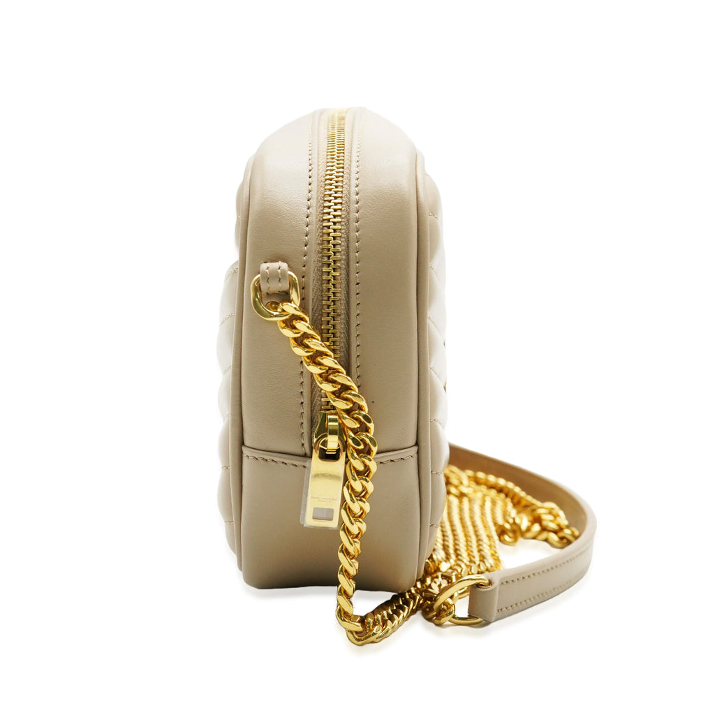 Beige Chevron Calfskin Mini Camera Bag S2824