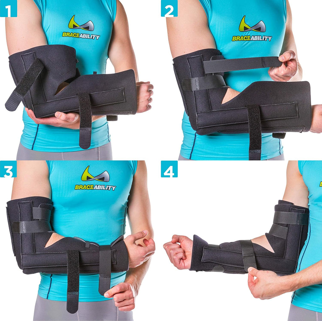 Elbow Immobilizer Brace, Removable Long Arm Cast and Soft Forearm Orthosis Splint (L/XL) Pack of 2 B6981