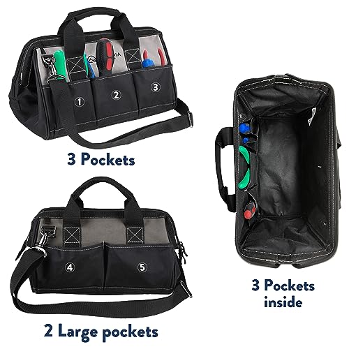 16 Inch Wide Mouth Tool Bag with 21 Pockets P849383