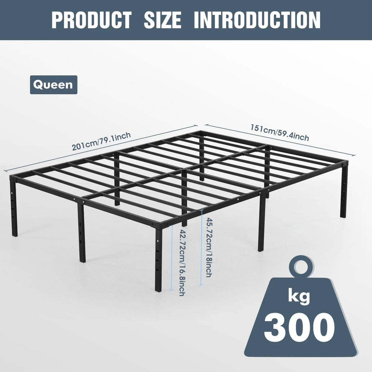 Metal Platform Bed Frame with Built-in Storage Full Size B856502