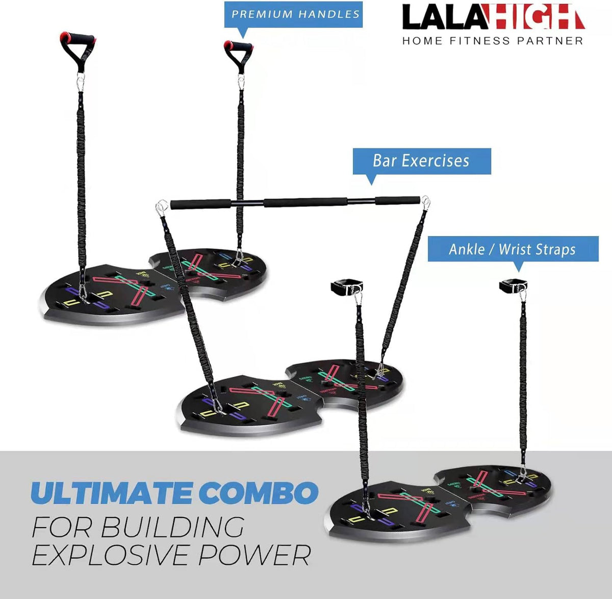 Push Up Board with 15 Gym Accessories, Foldable Pushup Bar with Resistance Band, Jump Rope Pack of 2 W98256