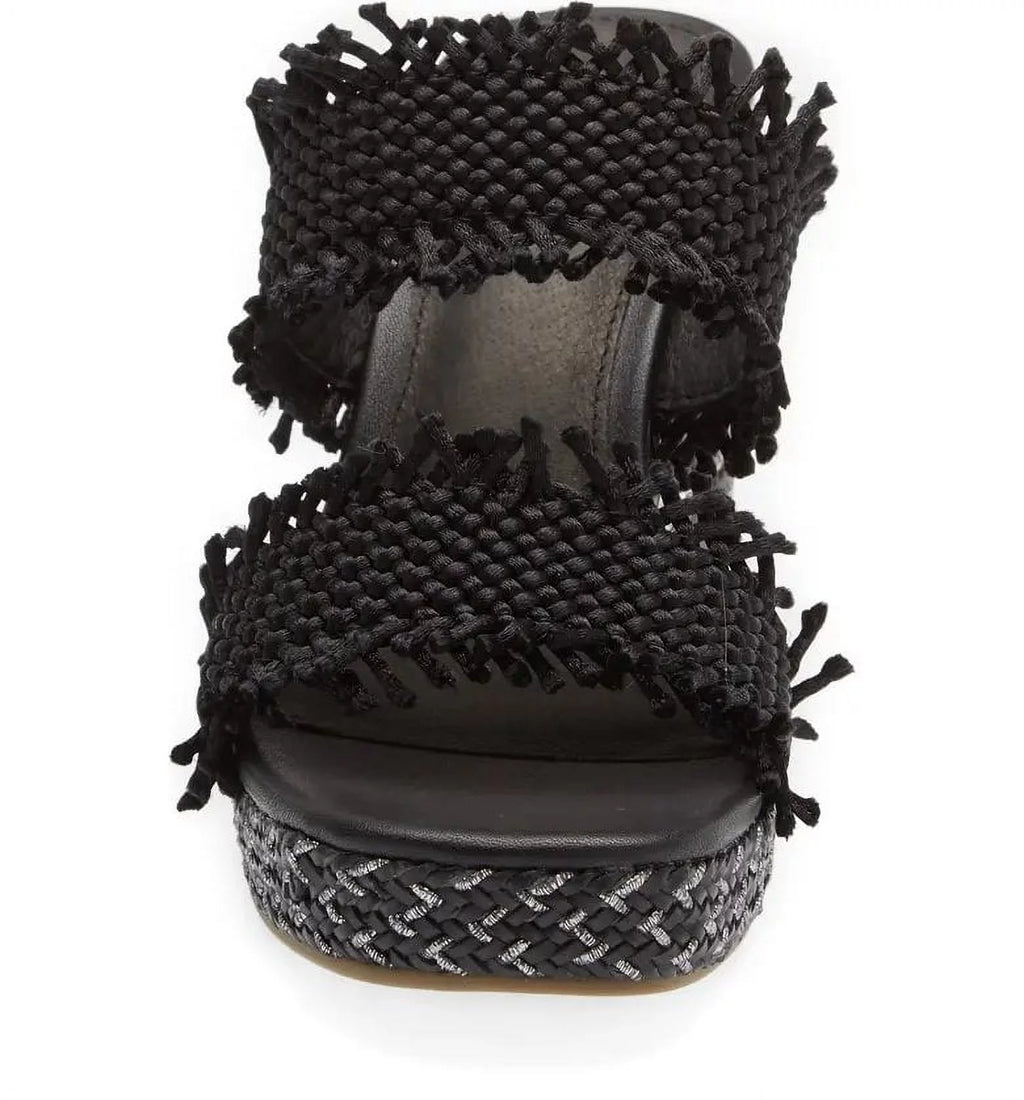Black Platform Wedge Sandals F924664